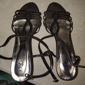 Deb Black Strappy Women's Heel Sandals